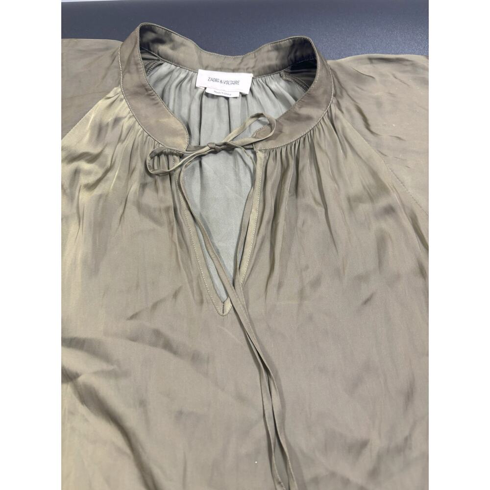 Zadig & Voltaire NWOT Rito Tiered Satin Dress in‎ Kaki Green Size XS MSRP $398 - Picture 7 of 7